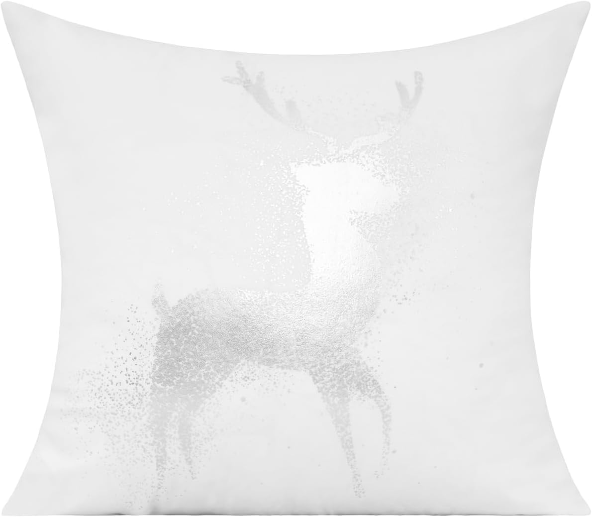 All Smiles White Gold Christmas Decorations Throw Pillow Covers 18X18 Set of 4 Winter Xmas Navidad Home Holiday Décor Velvet Cushion Cases for Sofa Tree Snowflake Reindeer