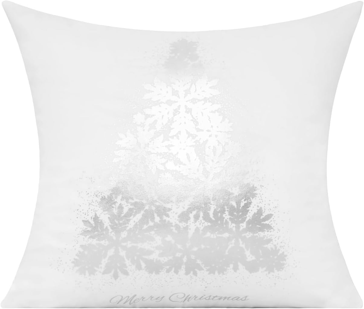 All Smiles White Gold Christmas Decorations Throw Pillow Covers 18X18 Set of 4 Winter Xmas Navidad Home Holiday Décor Velvet Cushion Cases for Sofa Tree Snowflake Reindeer