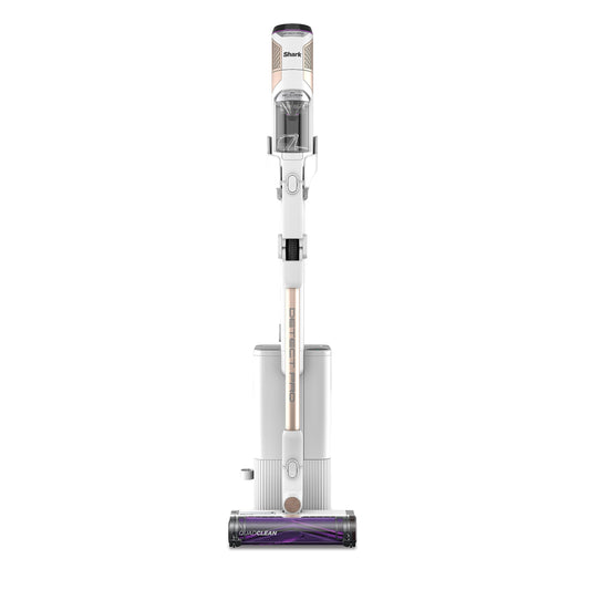 Shark Detect Pro Cordless Vacuum Cleaner with 2L Auto-Empty System, Ultra-Lightweight & Flexible Anti Hair Wrap with Pet & Duster-Crevice Tools, 60 Mins Run-Time, Dock, White/Brass IW3611ANZ