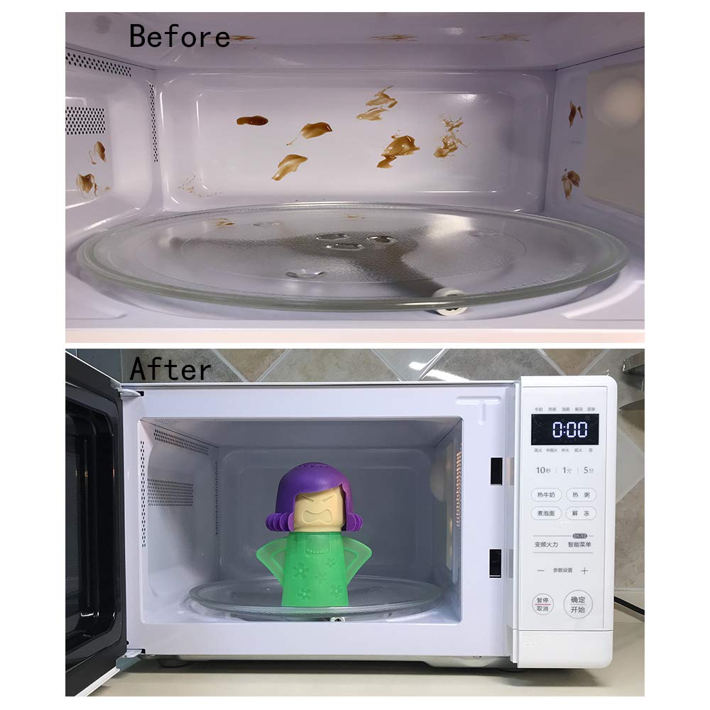 Angry Mama Microwave Oven Steam Cleaner, Angry Mom Microwave Cleaner, Just Add Vinegar and Water, Cut Cleaning Time by Half (Green)