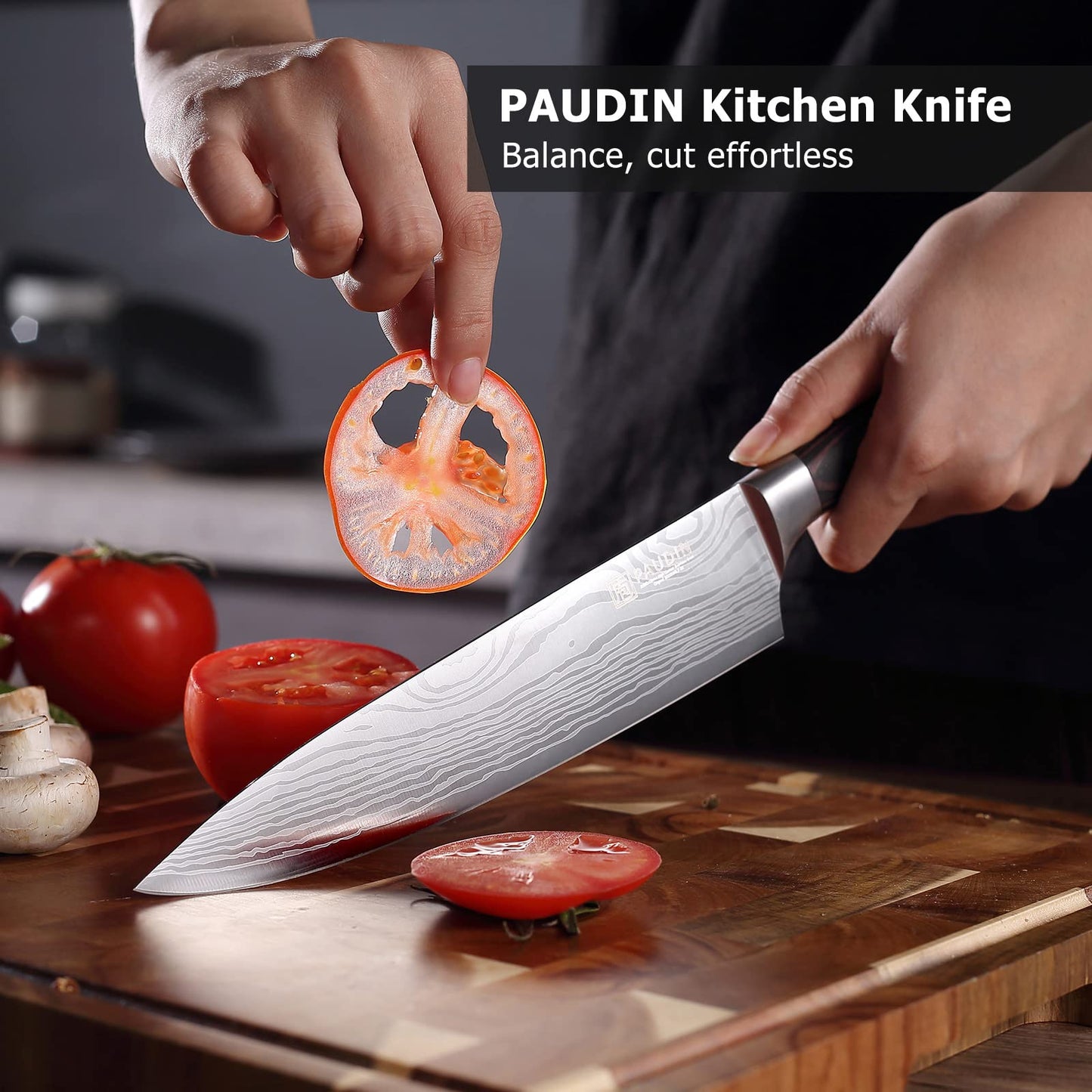 PAUDIN Chef Knife, 8 Inch High Carbon Stainless Steel Sharp Kitchen Knife with Ergonomic Handle, Gift Box for Family & Restaurant