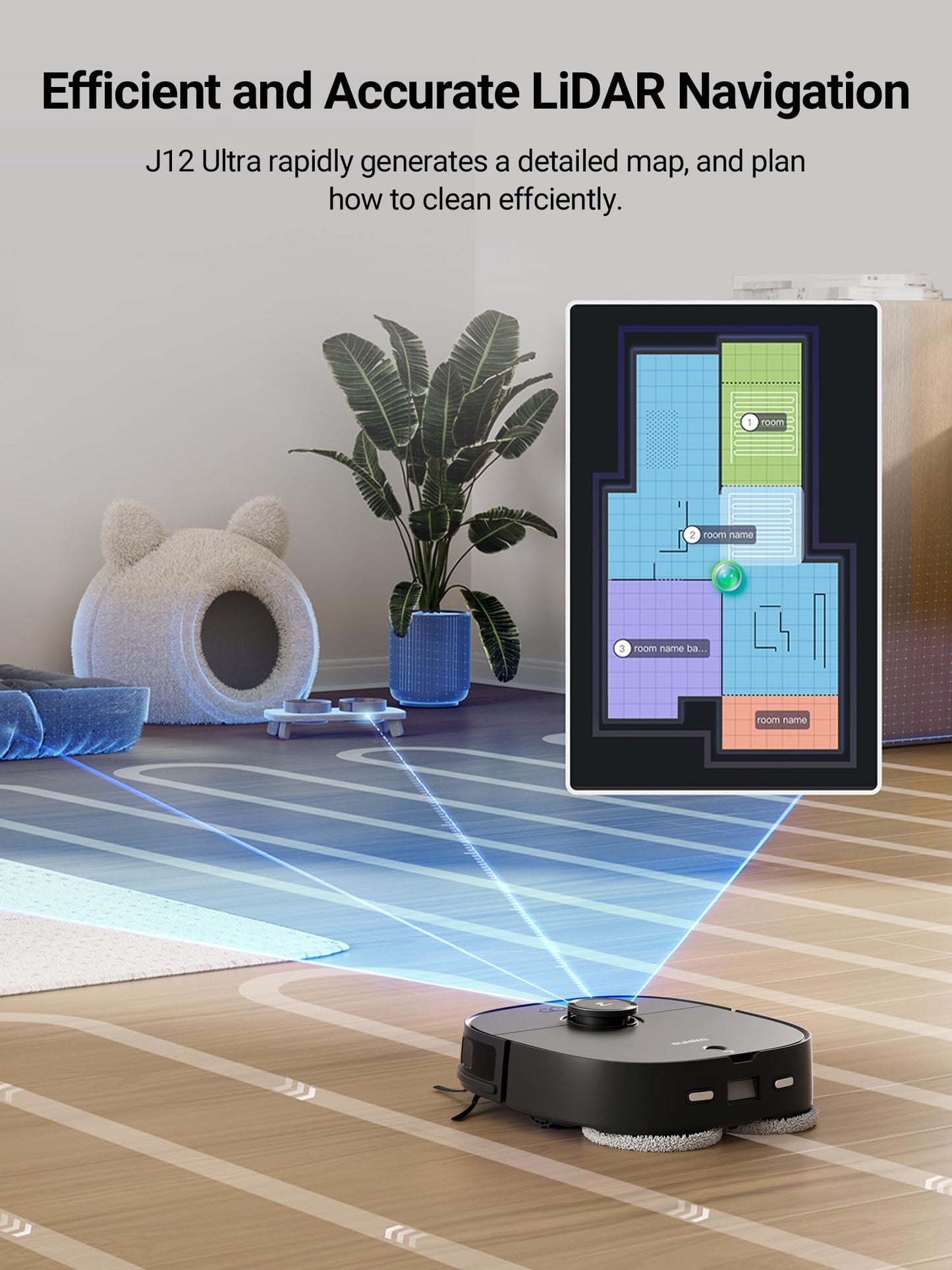 Eureka J12 Ultra Robot Vacuum Cleaner and Mop, Auto Clean and Auto Empty, 4000PA Suction, 3D Dual Laser+AI Obstacle Detection, Dual Spinning Mops, Self-Washing and Self-Drying, Work with Alexa, Black