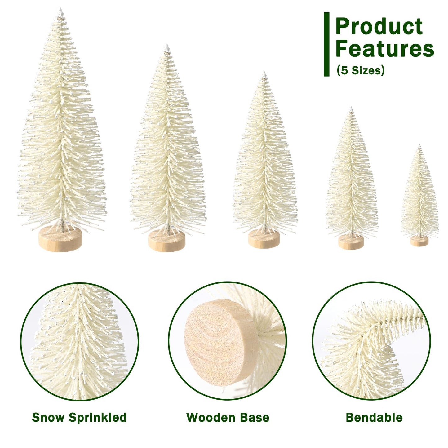 30Pcs Christmas Decorations Mini Christmas Trees, Artificial Christmas Tree Bottle Brush Trees with Wooden Base for Christmas Decor Christmas Party Home Table Craft