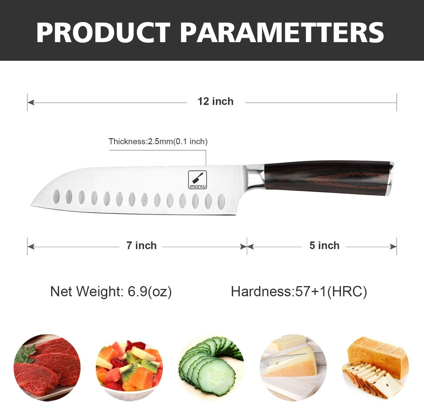 imarku Chef Knife 7 Inch Kitchen Knife Ultra Sharp Santoku Knife - 7Cr17Mov Japanese Chefs Knife, Kitchen Gadgets 2024, Birthday Gifts for Him Her, Best Christmas Gifts for Women Men