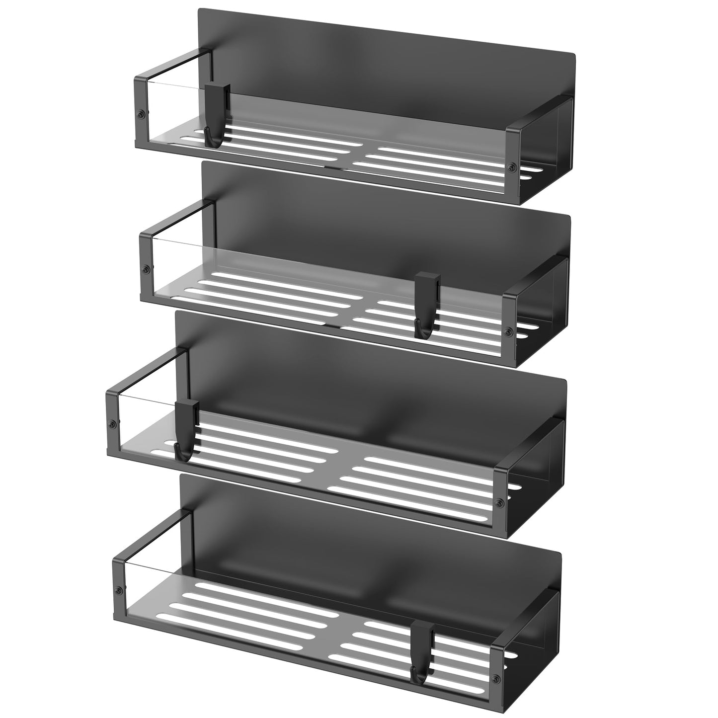 4 Pack Magnetic Spice Storage Rack Organizer for Refrigerator and Oven, Black Fridge Organizers and Storage