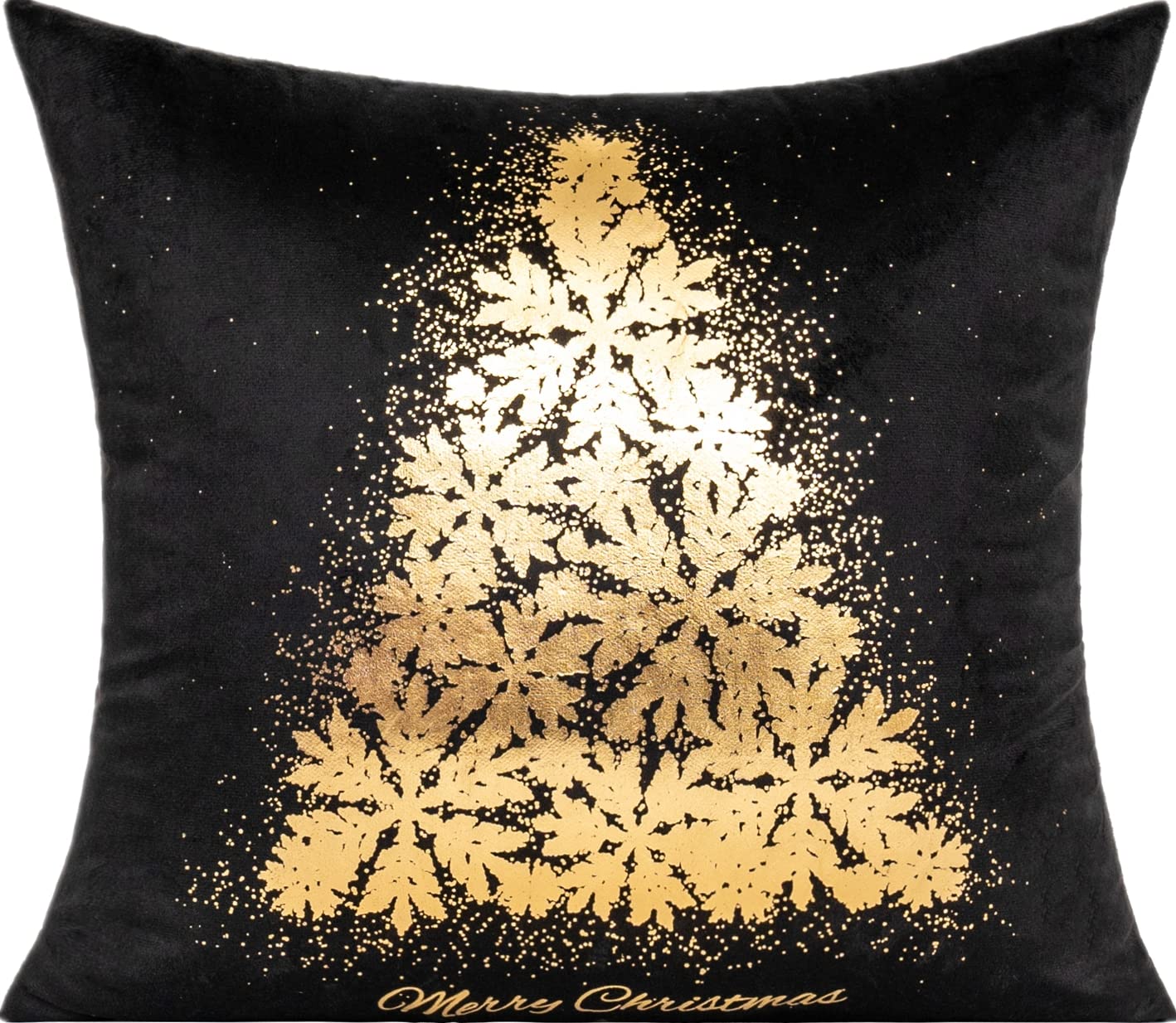 All Smiles White Gold Christmas Decorations Throw Pillow Covers 18X18 Set of 4 Winter Xmas Navidad Home Holiday Décor Velvet Cushion Cases for Sofa Tree Snowflake Reindeer