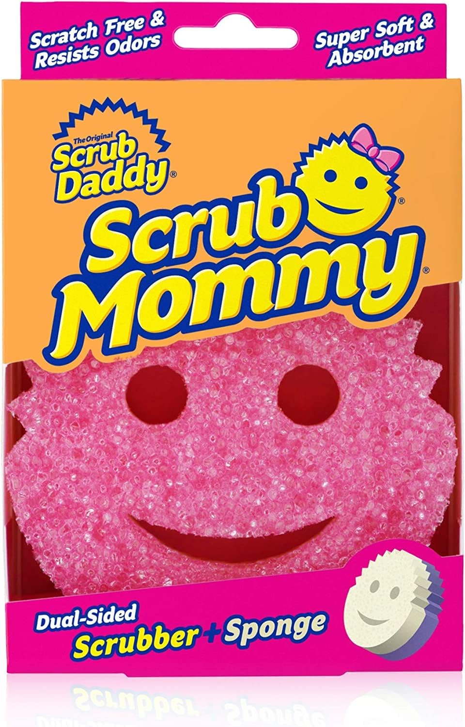 Scrub Mommy - Multipurpose Cleaning Scrubber and Sponge - Scrub Daddy on One Side for Scrubbing, Scrub Mommy on the Other for Mopping Up - Scratch Free, Odour Resistant, Ergonomic