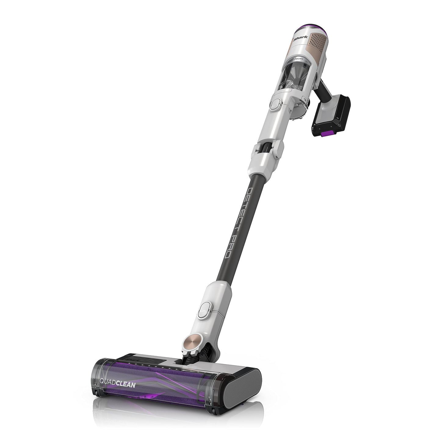 Shark Detect Pro Cordless Vacuum Cleaner with 2L Auto-Empty System, Ultra-Lightweight & Flexible Anti Hair Wrap with Pet & Duster-Crevice Tools, 60 Mins Run-Time, Dock, White/Brass IW3611ANZ