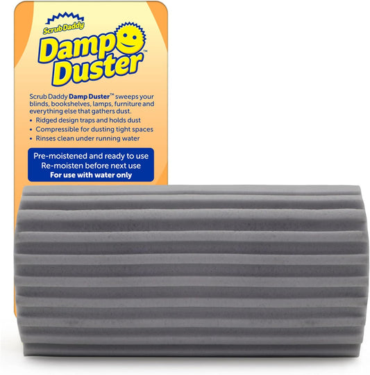 Scrub Daddy Damp Duster - Ideal for Blinds, Vents, Baseboards & More - Traps Dust & Dirt Easily - Rinse & Reuse - Silver