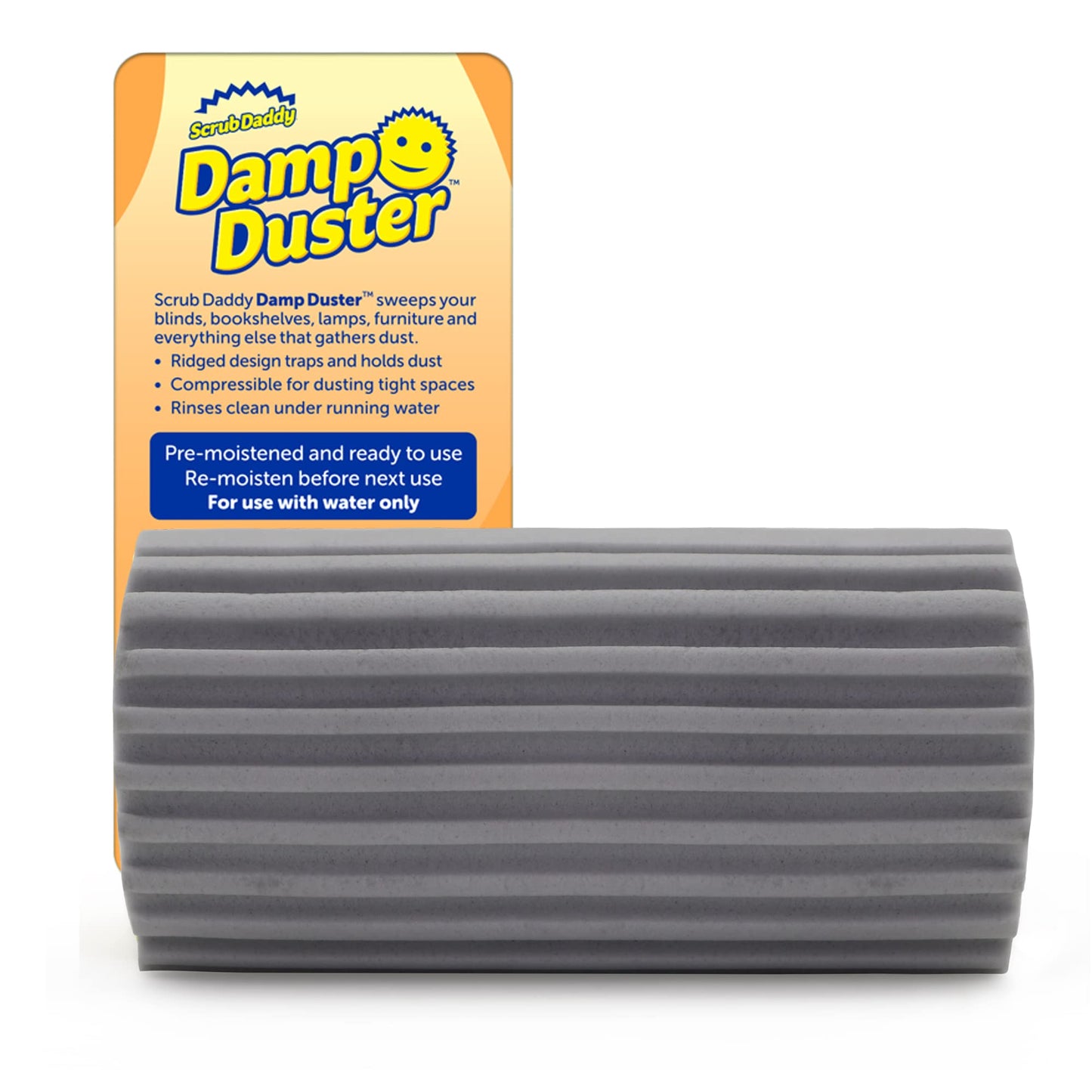 Scrub Daddy Damp Duster - Ideal for Blinds, Vents, Baseboards & More - Traps Dust & Dirt Easily - Rinse & Reuse - Silver