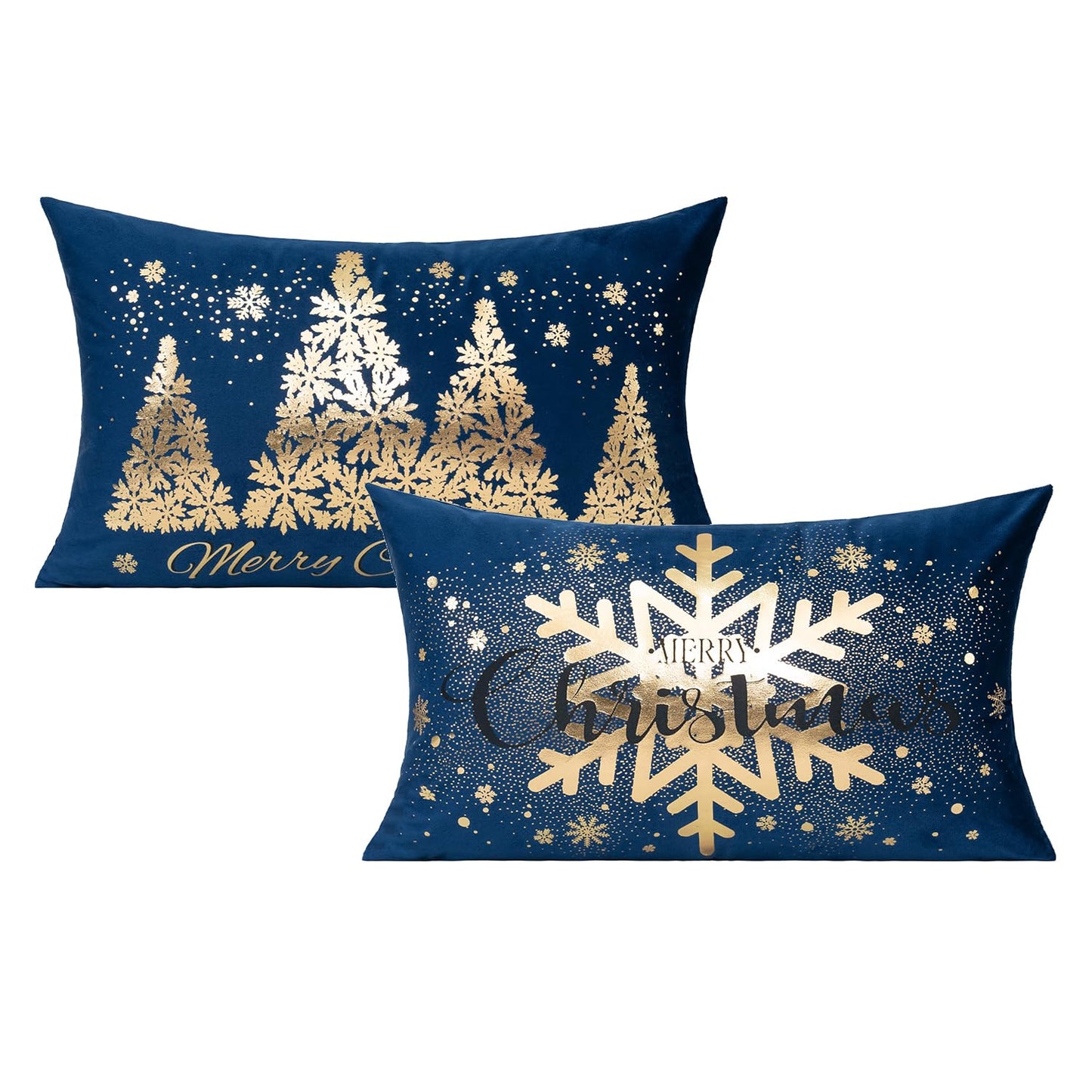 All Smiles White Gold Christmas Decorations Throw Pillow Covers 18X18 Set of 4 Winter Xmas Navidad Home Holiday Décor Velvet Cushion Cases for Sofa Tree Snowflake Reindeer