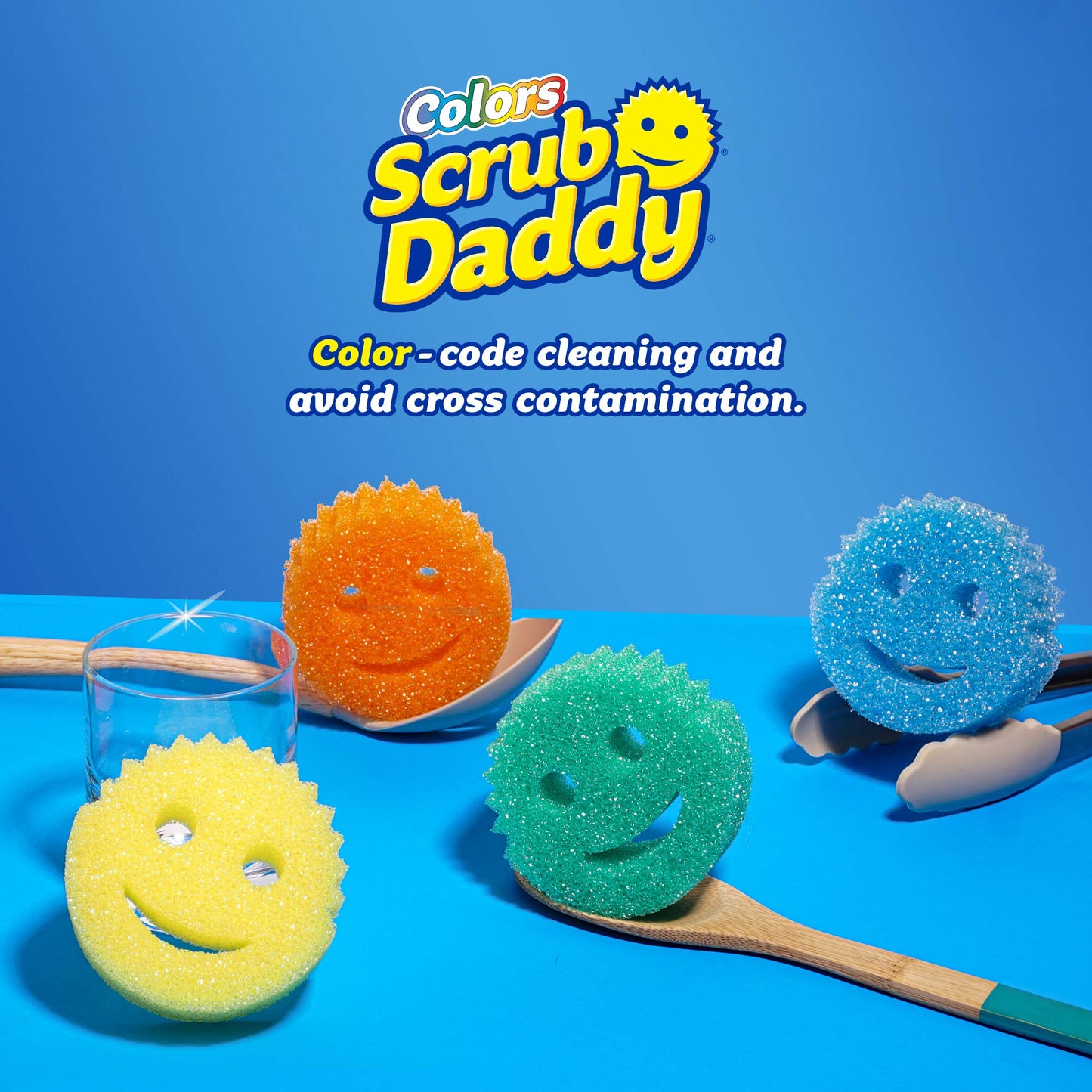 Scrub Daddy Colors 6 Pack - Vibrant Colour Scrub Daddy - Soft in Warm Water, Firm in Cold Water for Tough Cleaning - Colour Coded Cleaning