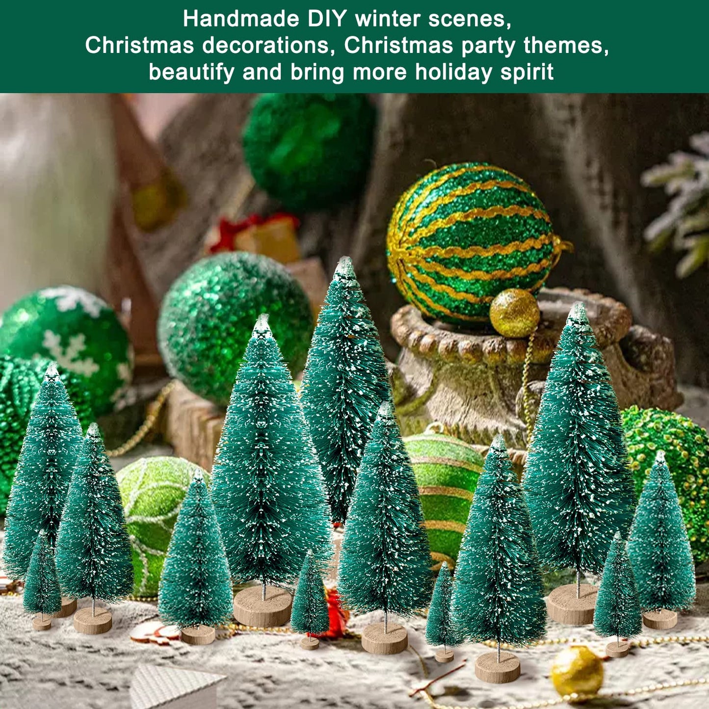 30Pcs Christmas Decorations Mini Christmas Trees, Artificial Christmas Tree Bottle Brush Trees with Wooden Base for Christmas Decor Christmas Party Home Table Craft