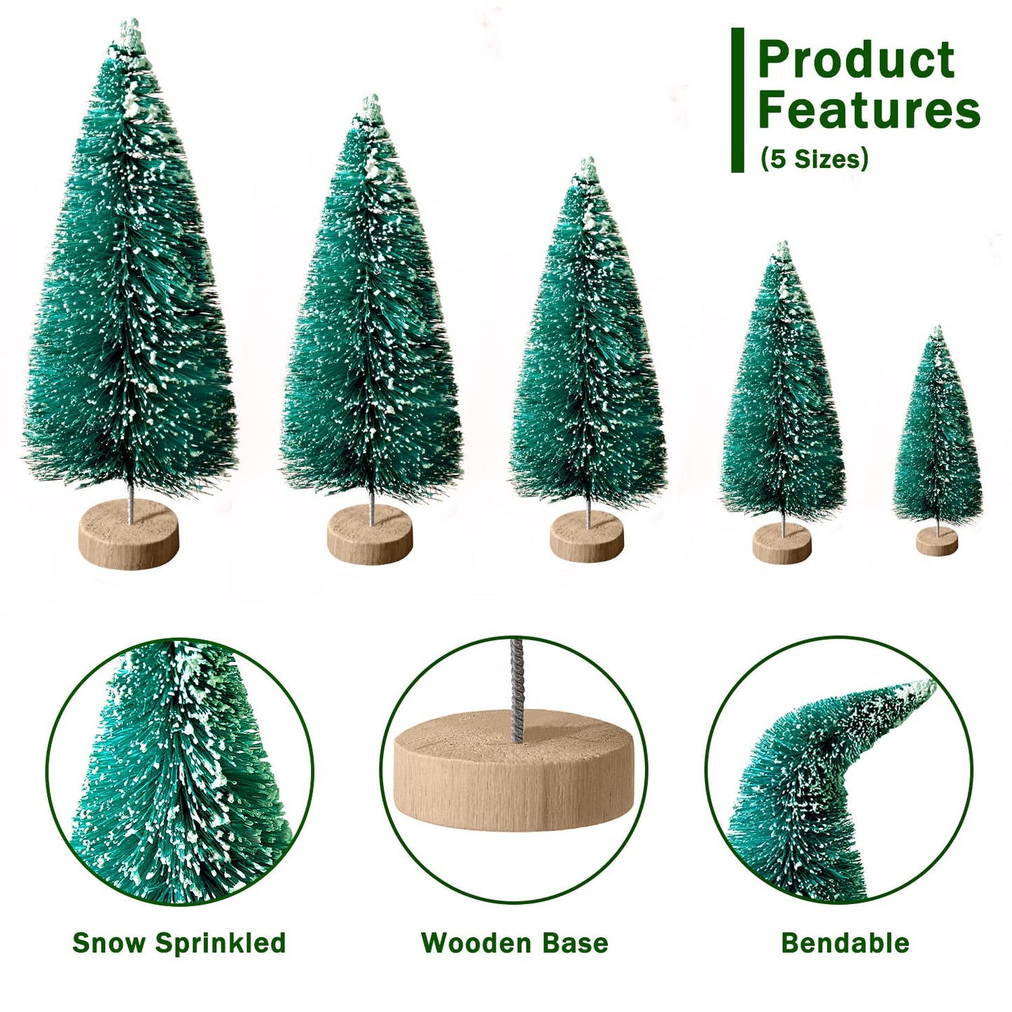 30Pcs Christmas Decorations Mini Christmas Trees, Artificial Christmas Tree Bottle Brush Trees with Wooden Base for Christmas Decor Christmas Party Home Table Craft