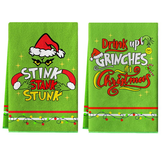 Christmas Kitchen Towels 2 Pieces Christmas Dish Towels Hand Towels Housewarming Gifts for New Home, Christmas Farmhouse Decor for Kitchen/Bedroom/Bathroom(17.7 x 27.5 Inch)