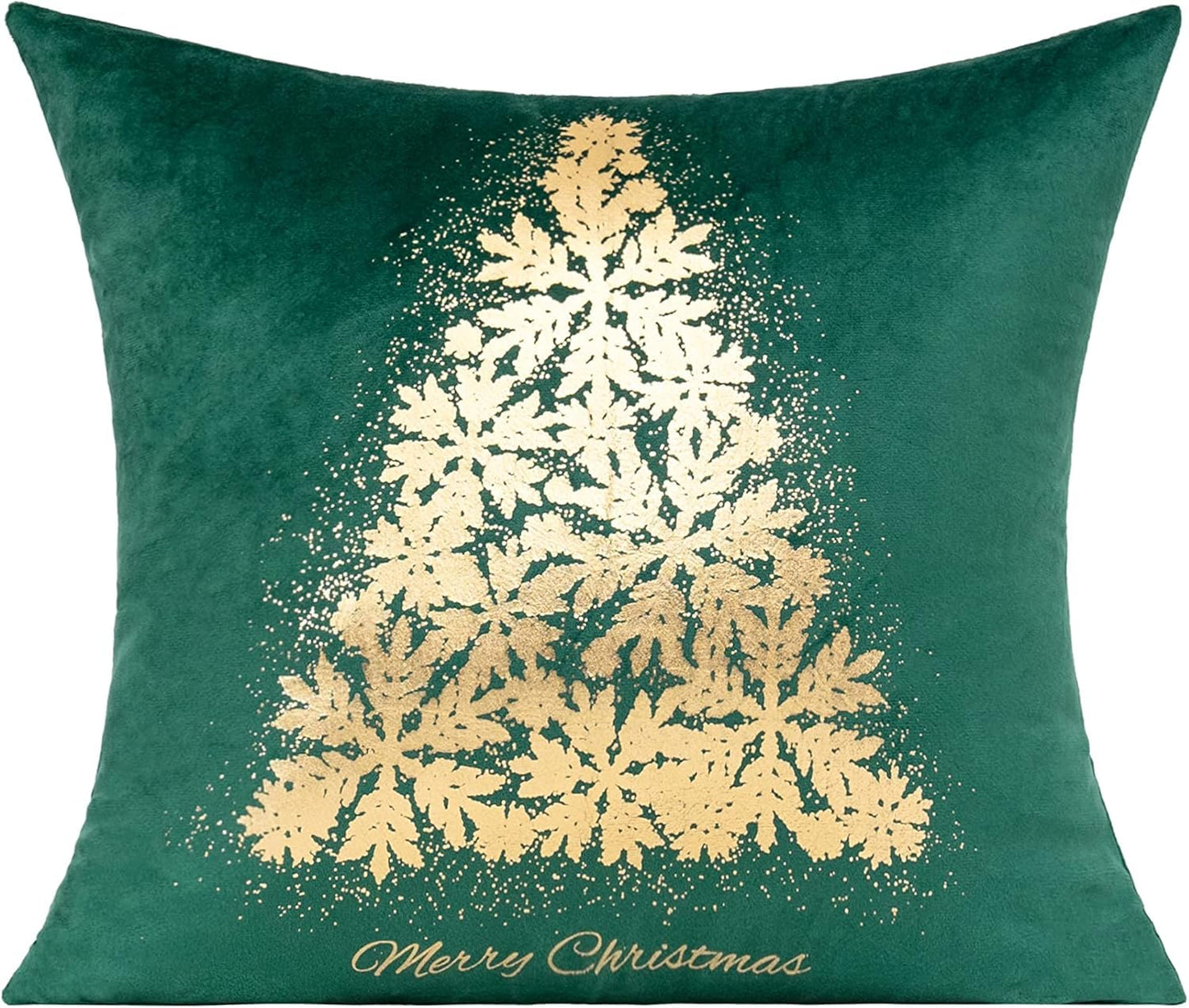 All Smiles White Gold Christmas Decorations Throw Pillow Covers 18X18 Set of 4 Winter Xmas Navidad Home Holiday Décor Velvet Cushion Cases for Sofa Tree Snowflake Reindeer