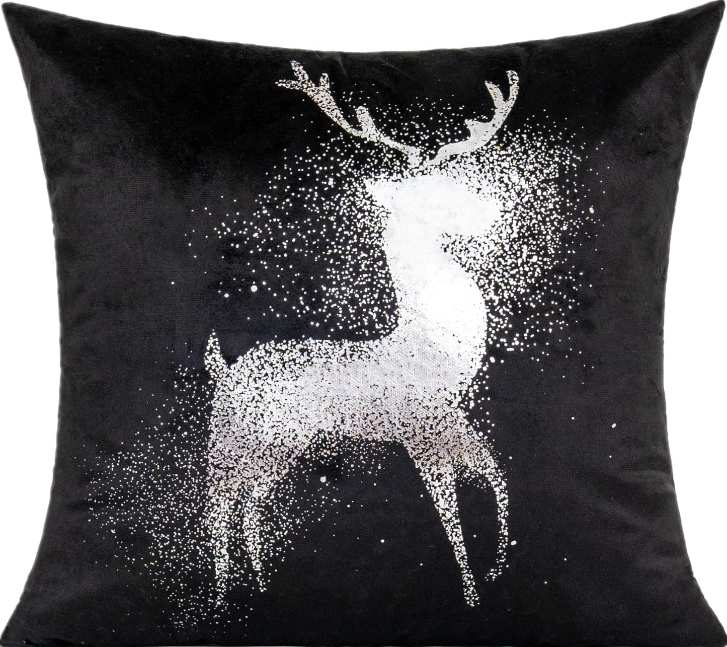 All Smiles White Gold Christmas Decorations Throw Pillow Covers 18X18 Set of 4 Winter Xmas Navidad Home Holiday Décor Velvet Cushion Cases for Sofa Tree Snowflake Reindeer