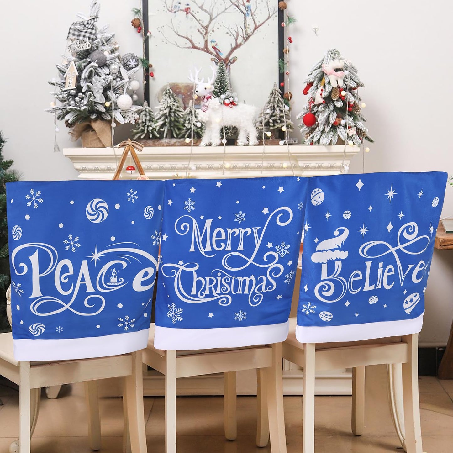 4pc Red Hat Dining Chair Slipcovers,Christmas Chair Back Covers Kitchen Chair Covers for Christmas Holiday Festival Decoration