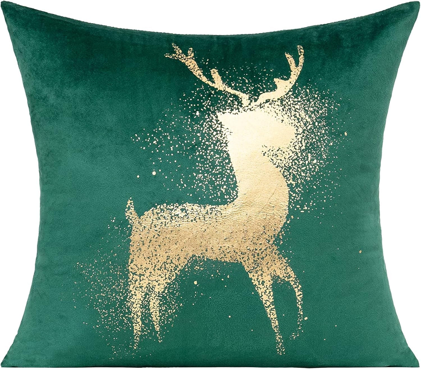 All Smiles White Gold Christmas Decorations Throw Pillow Covers 18X18 Set of 4 Winter Xmas Navidad Home Holiday Décor Velvet Cushion Cases for Sofa Tree Snowflake Reindeer